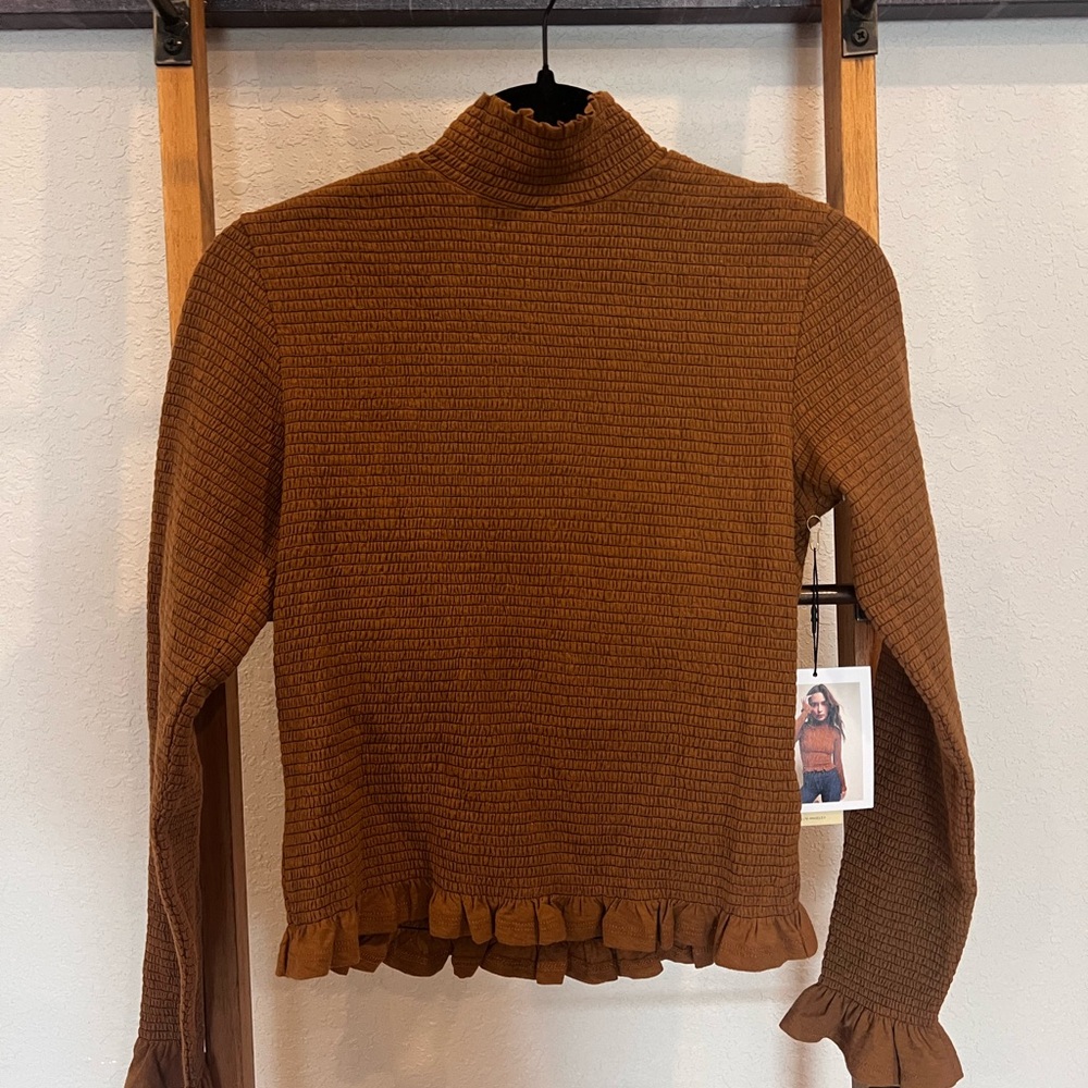 Nation LTD Cinnamon Smocked Turtleneck